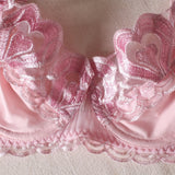 2-Piece Heart Embroidered Lingerie Set Pink