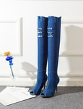 Over The Knee Denim Boots