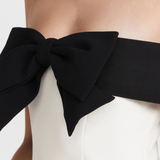 Strapless Black Bow Mini Dress White