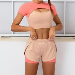 Short Sleeve Layered Workout Top