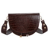 Half Moon Faux Leather Crossbody Bag Dark Brown