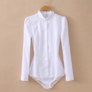 Long Sleeve White Blouse Bodysuit White