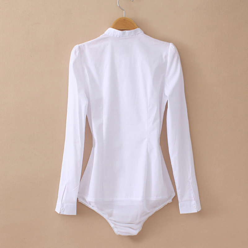 Long Sleeve White Blouse Bodysuit White