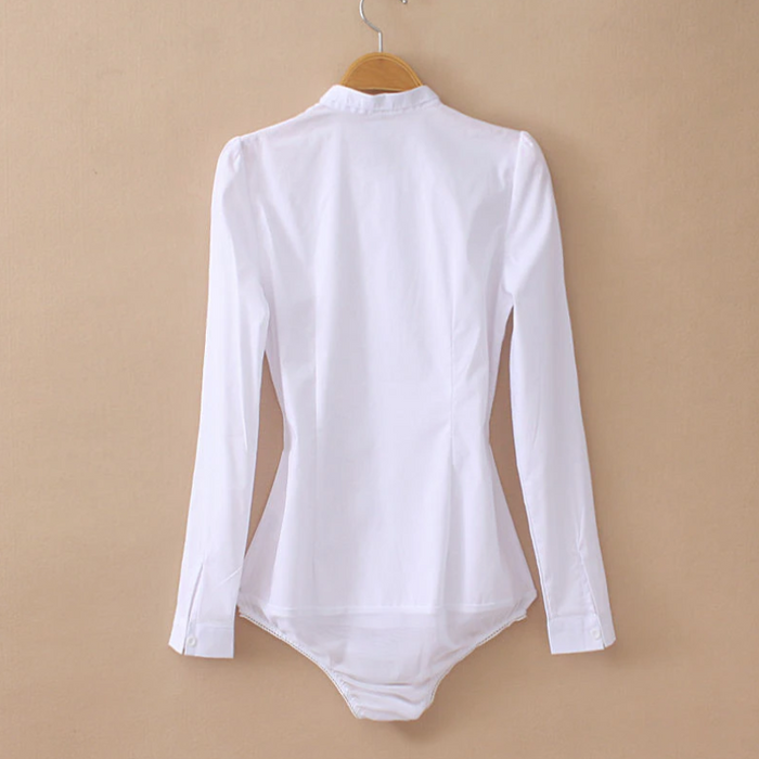 Long Sleeve White Blouse Bodysuit White