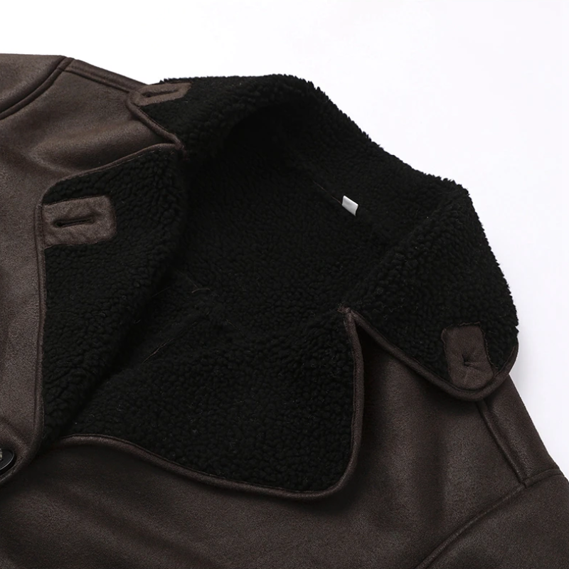 Fleece Faux Leather Coat