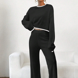 2-Piece Knitted Contrast Sweater and Pants Set