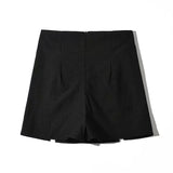 Side Slit Mini A-Line Skort Black