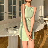 Sleeveless Elegant Spaghetti Strap Mini Dress Mint