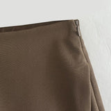 High Waist Lightweight Skort Brown