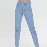 High Waist Straight Leg Jeans Light Blue