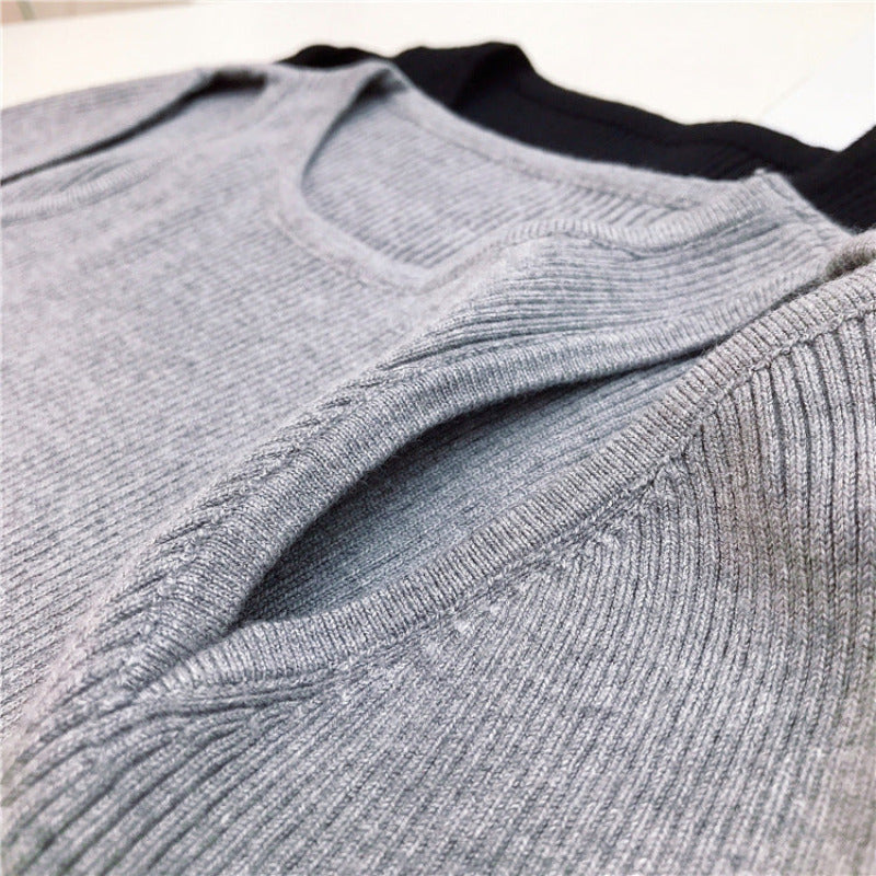 Cut Out Shoulder Long Sleeve Crop Sweater