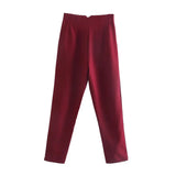 Chic Straight Leg Pants Burgundy