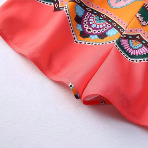 Floral Print Silk Satin Belt Shorts