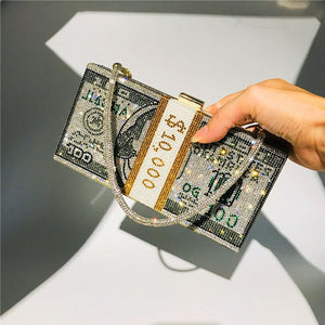 Money Clutch Bag with Removable Chain Strap