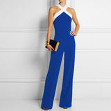 Elegant Halter Neck Jumpsuit Blue