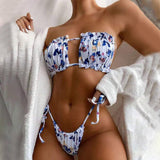 2-Piece Ruffle Brazilian Bikini Blue Butterfly