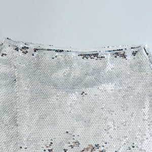 Silver Sequin High Waist Mini Skirt