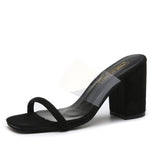 Clear Strap Block Heel Sandals