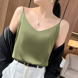 Satin V-Neck Camisole Olive