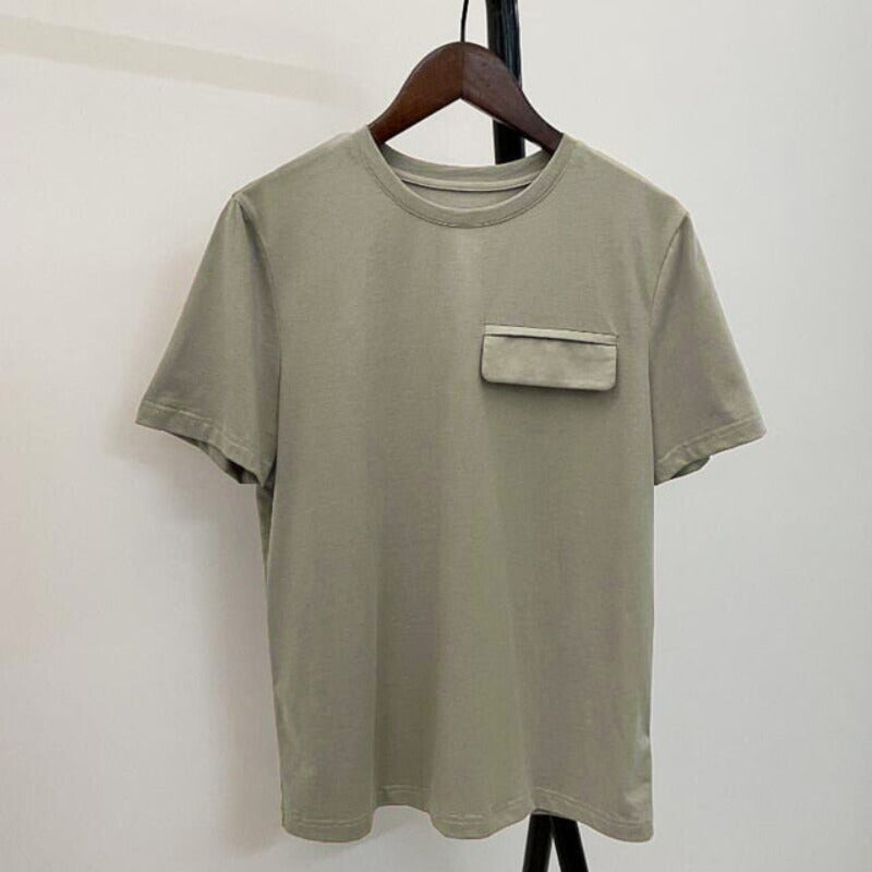 Basic Cotton Solid Pocket T-Shirt