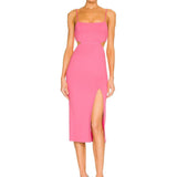 Spaghetti Strap Cut Out Midi Dress Pink