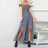 Strapless Boho Maxi Dress Blue