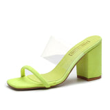 Clear Strap Block Heel Sandals