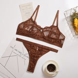 2-Piece High Waist Lingerie Set Brown