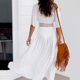 Lace Knitted Beach Cover Up Dress White