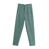 Chic Straight Leg Pants Green