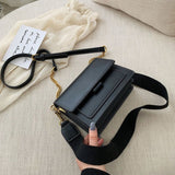 Faux Leather Chain Strap Bag Black