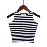 Solid Color Cotton Tank Top Stripe