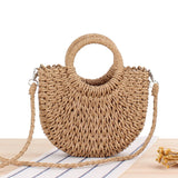 Handmade Crossbody Straw Handbag Brown