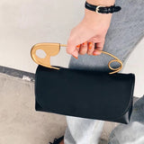 Faux Leather Clutch Crossbody Bag Black