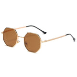 Metal Polygon Sunglassess Brown