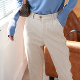 Wool High Waist Trouser Pants