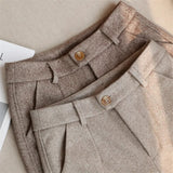 Wool High Waist Trouser Pants