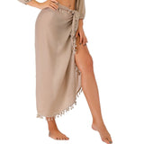 Wrap Tassel Skirt Cover Up Light Brown