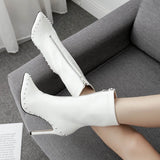 Pointed Toe Studded Ankle Boots