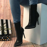 Pointed Toe Studded Ankle Boots