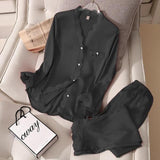 2-Piece Silky Sleepwear Set Black