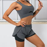 Sleeveless Layered Workout Top Gray