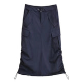 Double Drawstring Pocket Blue