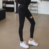 Black High Waist Ripped Skinny Jeans