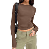 Basic Long Sleeve Top Brown