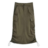 Double Drawstring Pocket Green