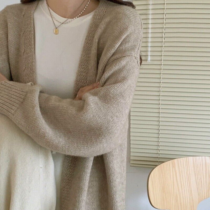 Knitted Open Long Cardigan Sweater