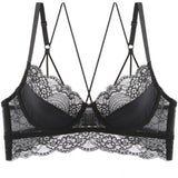 2-Piece French Lace Bra and High Waist Panty Set Black