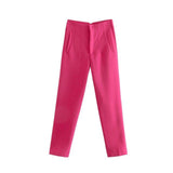 Chic Straight Leg Pants Hot Pink