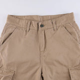 Baggy Wide Leg High Waist Straight Cargo Pants Khaki